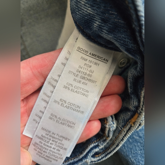 Good American Good Boy Button Fly Frayed Hem Blue Jeans | sizr - Picture 7 of 8